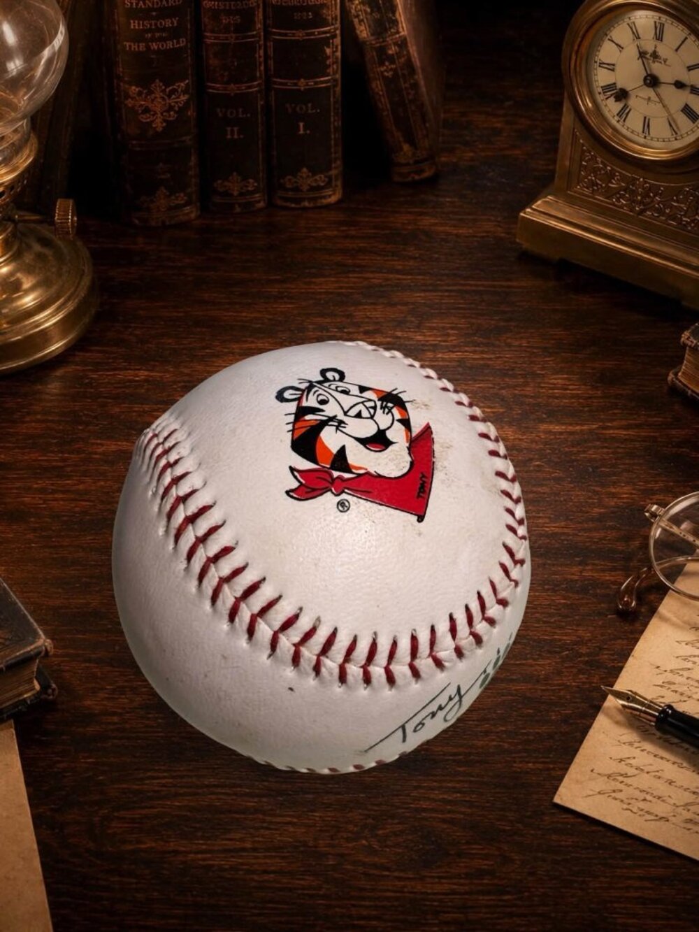 Tony The Tiger Official Regulation Baseball With Signature & Paw Print Design